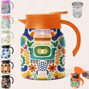 Resim 33oz 316 Paslanmaz Çelik Vakumlu İzole Su Matarası & Kahve Kupası, Çift Cidarlı Yalıtım, Sızdırmaz Silikon Conta, V Şekilli Ağızlık, Gıda Sınıfı PP Kapak ve Paslanmaz Çelik Filtre - Canlı Renkli Geometrik Tasarım, Outdoor, Ofis, Spor Salonu, Seyahat İçin 