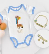 Resim Bitmeyen Kartuş Bk Kids Kişiye Özel Isimli Mavi Bebek Body Zıbın Erkek Bebek Künyesi Ve Iğnesi Hediye Seti-17 