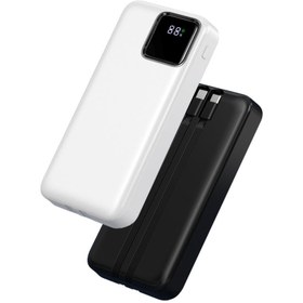 Resim Wiwu JC-22 Dijital LED Ekran Şarj Göstergeli Type-C ve Lightning Kablolu Powerbank 22.5W 20000mAh - Beyaz 