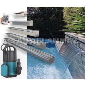 Resim 120 CM 304 Kalite Rgb Ledli Paslanmaz Duvar Şelalesi+Pompa Dahil 