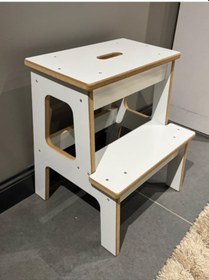 Resim Basamaklı Mutfak Tabure Merdiven Beyaz 