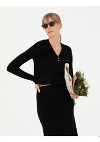 Resim Pierre Cardin Kadın Siyah Triko Kazak 50276214-vr046 Siyah 