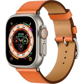 Resim Lisa Butik Watch 8 Amax Ultra Uyumlu 49MM Akıllı Saat Vidalı Çift Kordon Kilitli Deri Kordonlu 