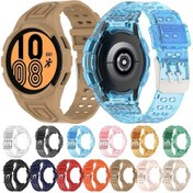 Resim Samsung Galaxy Uyumlu Watch4 İçin 44mm Zırh Entegre Tpu Çift Pin Toka Akıllı Saat Bandı Koyu Mavi 