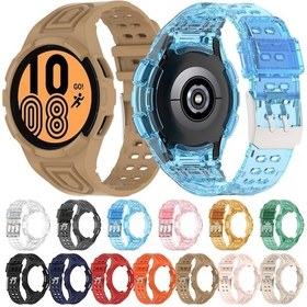 Resim Samsung Galaxy Uyumlu Watch4 İçin 44mm Zırh Entegre Tpu Çift Pin Toka Akıllı Saat Bandı Koyu Mavi 