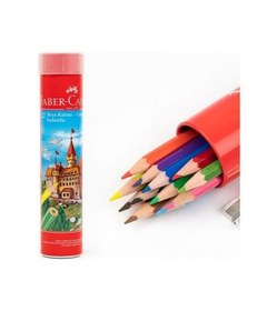 Resim Faber-Castell Kuru Boya Red Line Metal Tüp Kutu Tam Boy 12 Renk Kalemtıraş Hediyeli 5173 116512 