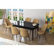 Resim Canisa Concept Zen Siyah Mermer Yemek Masası Takım Mutfak Masası Takımı 6 Sandalye 