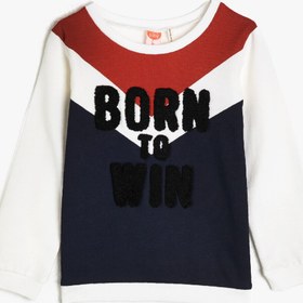 Resim Erkek Bebek Pamuklu Slogan Baskılı Sweatshirt 