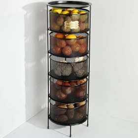 Resim Katlı Açılır Kapanır Paslanmaz Metal Sebzelik Yükseklik 94 cm -(Siyah) 