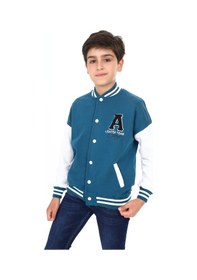 Resim Toontoy Kids Toontoy Erkek Çocuk Kolej Yaka Çıtçıt Kapama Cepli Düşük Omuz Nakış Baskılı Renk Bloklu Örme Hırka - Tk24185 Petrol Mavi 