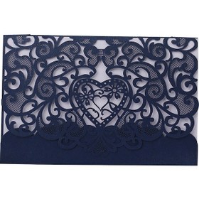 Resim 20 Adet Sevgi Desenli Davetiye Seti Kutu+iç Kart - Düğün, Doğum Günü, Toplantı İçin - Mavi Kapak + Beyaz İç Blok - Mükemmel Kalite 18x12cm 