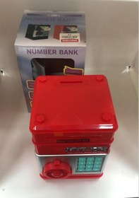 Resim Kırmızı Renk Atm Şifreli Otomatik Kağıt Para Alan Kasa Kumbara 