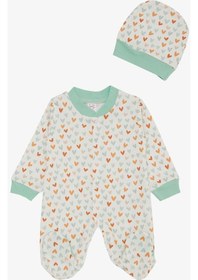 Resim Breeze Kız Bebek Patikli Tulum Renkli Kalpler Desenli 0-6 Ay, Beyaz-beyaz Beyaz 