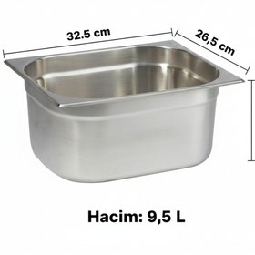 Resim Natsan Paslanmaz Çelik Gastronom/gastronorm Küvet Gn 1/2-150 (32,5 X 26,5 X 15 CM) 