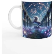 Resim Yay Burcu Baskılı Kahve Kupası - Ay Işığında Zodyak Bahçesi Vs4 