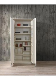 Resim Çok Amaçlı 2 Kapaklı Mutfak Erzak Kiler Dolap 86x52x180 cm 