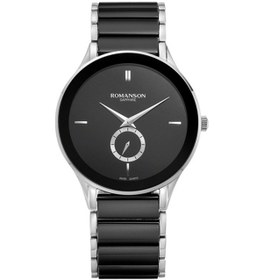Resim Romanson Tm4236cm1wa32w Safir Cam Swiss Quartz Çelik Kasa Seramik Kordon Erkek Kol Saati 