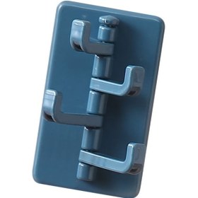 Resim Yaozixa Mavi Dörtlü Döner Duvar Kanca - Deliksiz Yapişkan Tabanlı, Banyo/mutfak Uygun, Zarsız Kurulum, Japon Tasarım 