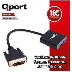Resim Qport Q-Vdv2 Dvi 24+1 To Vga Aktif Dönüştürücü 