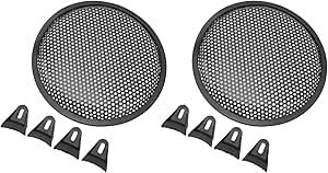 Resim VOBor 2 Adet Hoparlör Izgara Kapağı 8 Inç Araba RV Siyah Metal Demir Subwoofer Örgü Izgara Kapağı 