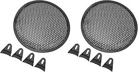 Resim VOBor 2 Adet Hoparlör Izgara Kapağı 8 Inç Araba RV Siyah Metal Demir Subwoofer Örgü Izgara Kapağı 