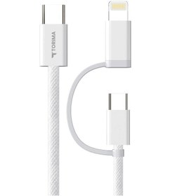 Resim Torima U16 2 İn 1 Type-C To Type-C And Ligthning 100 CM 65 W Hızlı Şarj Ve Data Kablosu 
