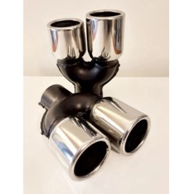 Resim Egzozcum 60 Mm. Uyumlu Krom Düz Yuvarlak (Dual) Çift Çıkış Paslanmaz Sessiz Egzoz Eksoz Ucu 2 Adet 