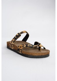 Resim Fox Shoes Leopar Süet Parmak Arası Kadın Terlik K777613402 Leopar-süet Leopar 