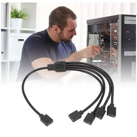 Resim Xindoker 5v 3 Pin Argb Çevirici Kablosu, 1'den 4'e, Ana-ana Bağlantı, Bilgisayar Kasası Cpu Soğutucu Ve Argb Fanları İçin Led Senkronizasyon Uzantı Kablosu Siyah 