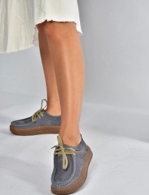 Resim V999646401 Mavi Hakiki Deri Nubuk Kadın Ayakkabı Mavi-nubuk 