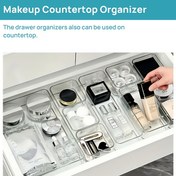 Resim 7/8 adet Şeffaf Akrilik Kozmetik Organizatör Seti, Dahili Çekmece Bölücüler ile - Makyaj, Cilt Bakımı, Fırçalar ve Ofis Malzemeleri için Çoklu Bölme Depolama - Makyaj Masası, Banyo, Masa için Yer Tasarrufu Sağlayan Tezgah Organizatörü - Dayanıklı, Montaj Gerektirmez, Makyaj Masası, Masa ve Çekmece Organizatörü Ev Depolama için 