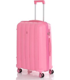 Resim Mçs Bavul Orta Ve Kabin 2li Set Kırılmaz Silikon Valiz V305 Pembe Çok Renkli 