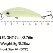 Resim Deniz Tuzu için 3D Işıklı Minnow Balıkçılık Yemi - Gerçekçi Yüzme Hareketi ile Gece Parlayan Yapay Yem, 7cm / 2.76in, Hafif 8G, Gece Balıkçılığı ve Başlangıç için Mükemmel, Balıkçılık Yemi 