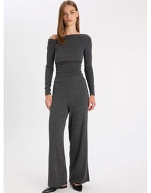 Resim Defacto Wide Leg Bürümcük Pantolon D5141AX24AUAR191 Antrasit 