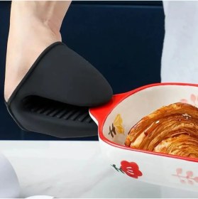 Resim Silikon Fırın Eldiveni 2 Li Isı Yalıtımlı, Kaymaz Yüzey, Esnek Ve Kolay Temizlenebilir Siyah 