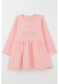 Resim Breeze Kız Çocuk Uzun Kollu Elbise Renkli Çiçek Nakışlı 1.5-5 Yaş, Pembe Pembe 