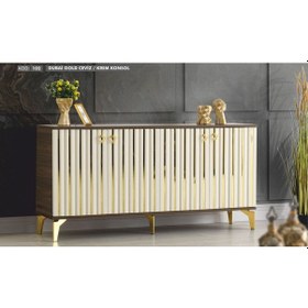 Resim Dubai Gold Detaylı Ceviz-krem Konsol Krem - Ceviz 