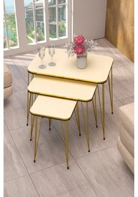 Resim Uslucan Alışveriş Zigon Sehpa Kr Ve Orta Sehpa Kr Set Çift Gold Krem Tel 1114 Çok Renkli 
