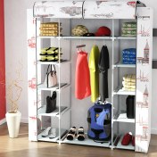 Resim Beyaz Pazar Bez Dolap Pls.profilli 12 Raf + 60 Cm. Askılıklı Istanbul Temalı 