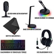 Resim Razer Blackwidow v3 Tenkeyless Türkçe + HDS Blackshark v2 X + Base Station v2 Chroma + Seiren Mini + Bungee v3 Chroma + Trust GTX754 Mousepad L Bundle 
