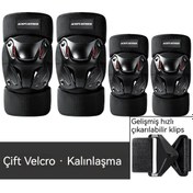 Resim Lokomotif Diz Pedleri Dirsek Rüzgar Geçirmez Sıcak Koruyucu Motosiklet Açık Bacak Pedleri Haki - Siyah 