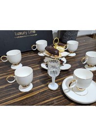 Resim Twinkle Luxury Gold Bone Porselen Kahve Fincan Takımı 01gld01 