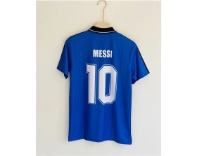 Resim Legent Lady Lionel Messi Argentina Retro Tasarım Futbol Forması Mavi Özel Forma Kumaşı 