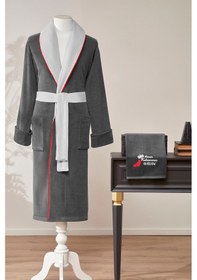 Resim Özdilek Benim Kahramanım Babam Nakışlı Kadife Erkek Bornoz Seti 479843 Gri 