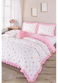 Resim Uçkan Home Tek Kişilik Nevresim Seti %100 Pamuk Pembe --UH-00050 