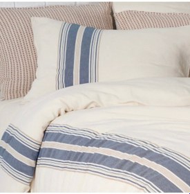 Resim %100 Pamuk Çift Kişilik Nevresim Takımı, İpliği Boyalı Kumaş Yatak Örtüsü 200x220cm, İndigo Indigo 