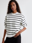 Resim Üç İplik Şardonlu Bisiklet Yaka Uzun Kollu Rahat Kalıp Pamuklu Sweatshirt 