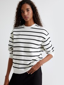 Resim Üç İplik Şardonlu Bisiklet Yaka Uzun Kollu Rahat Kalıp Pamuklu Sweatshirt 