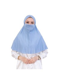 Resim Modish Group Hazır Başörtüsü Pratik İslami Giyim Penye Peçeli Türban Namaz İçin Yumuşak Eşarp Mavi 