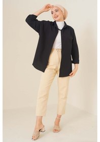 Resim Bigdart 103901 Oversize Basic Tesettür Gömlek - Siyah 001 